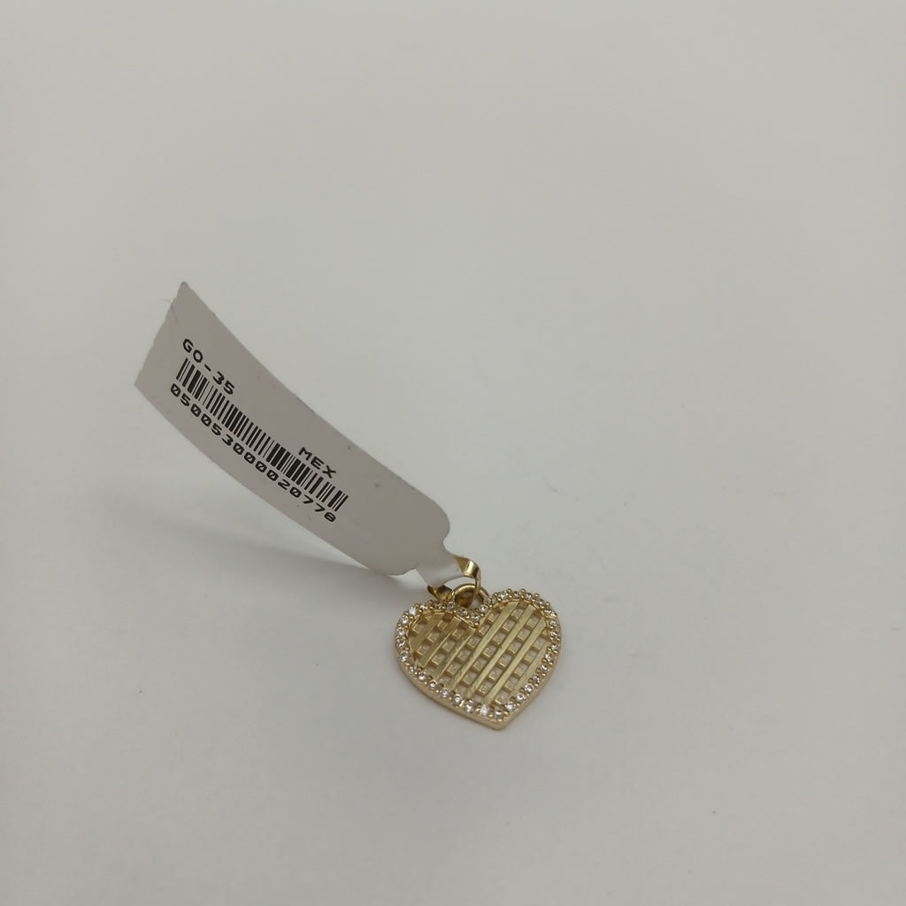 DIJE TEJIDO CORAZON CON CERCO DE CIRCONIAS 14K 1.2 GR (NUEVO)