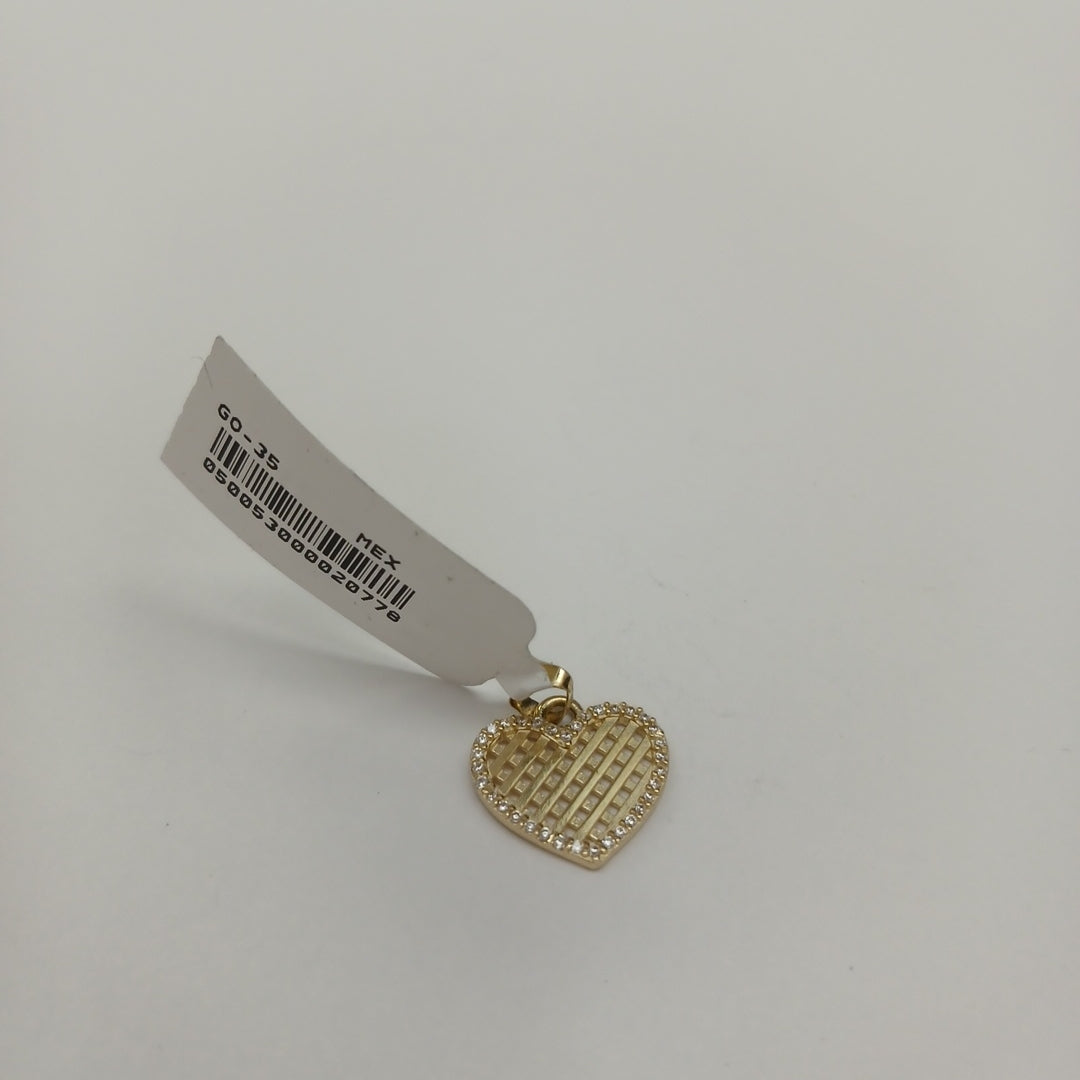 DIJE TEJIDO CORAZON CON CERCO DE CIRCONIAS 14K 1.2 GR (NUEVO)