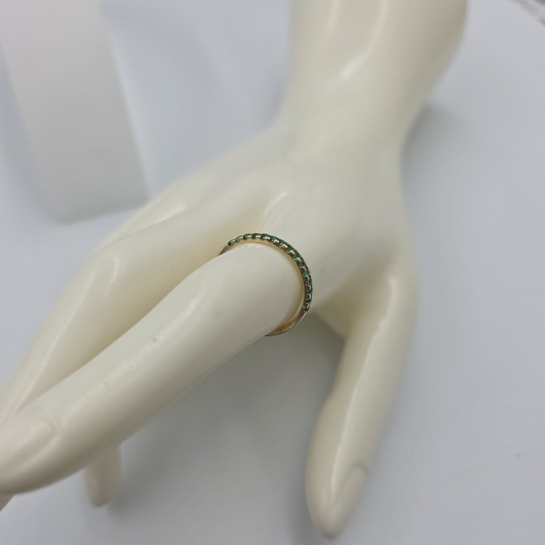 ANILLO ANILLITO MEDIA CHURUMBELA C PDRAS COLOR VERDE 14K 9 TALLA 1.7 GR (NUEVO)