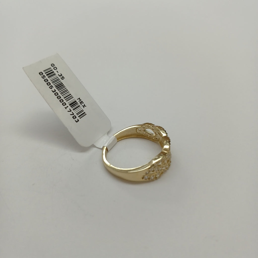 ANILLOS TRENZADO CON CIRCONIAS 14K TALLA 7 2.4 GR (NUEVO)