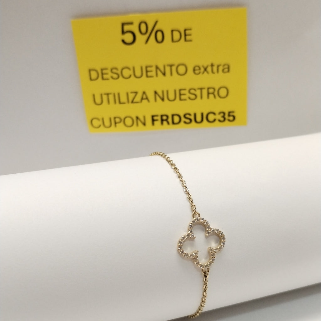 PULSERA TEJIDO ESPECIAL C CIRCONIAS 14K 18 CM 1.8 GR (NUEVO)