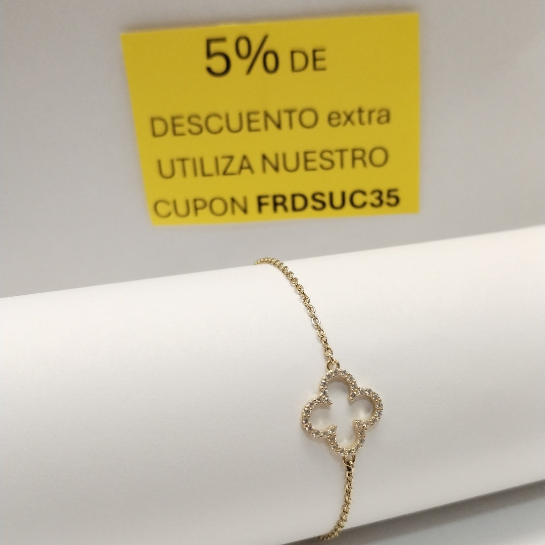 PULSERA TEJIDO ESPECIAL C CIRCONIAS 14K 18 CM 1.8 GR (NUEVO)