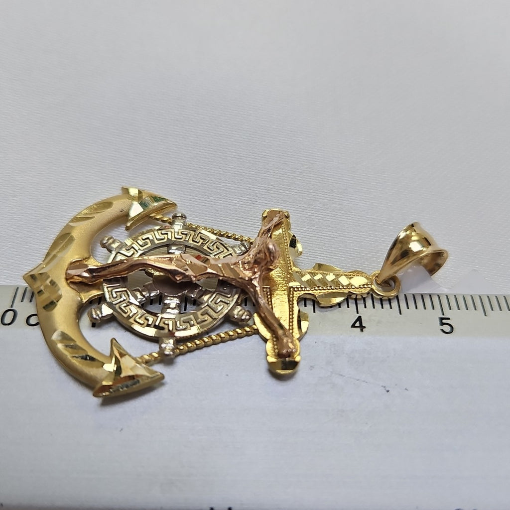 CRISTO EN ANCLA ORO COMBINADO 14 K 6.5 GRMS (SEMINUEVO)