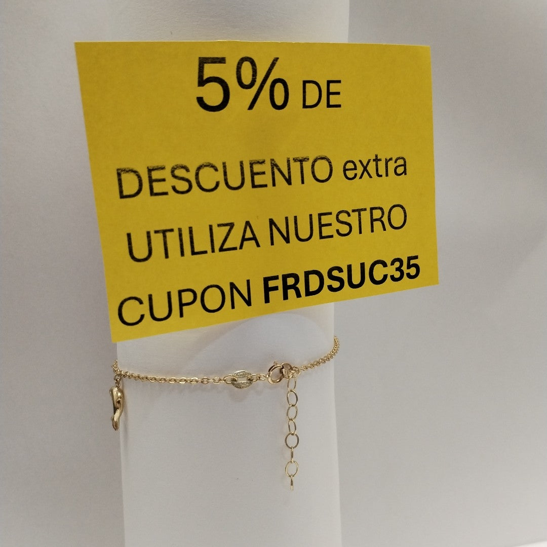 PULSERA ESPECIAL CON DIJES DELFINES 10K 18 CM 1.9 GR (NUEVO)