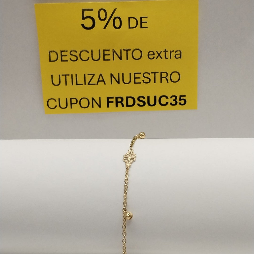 PULSERA ESPECIAL CON TREBOL 14K 18 CM 1.8 GR (NUEVO)