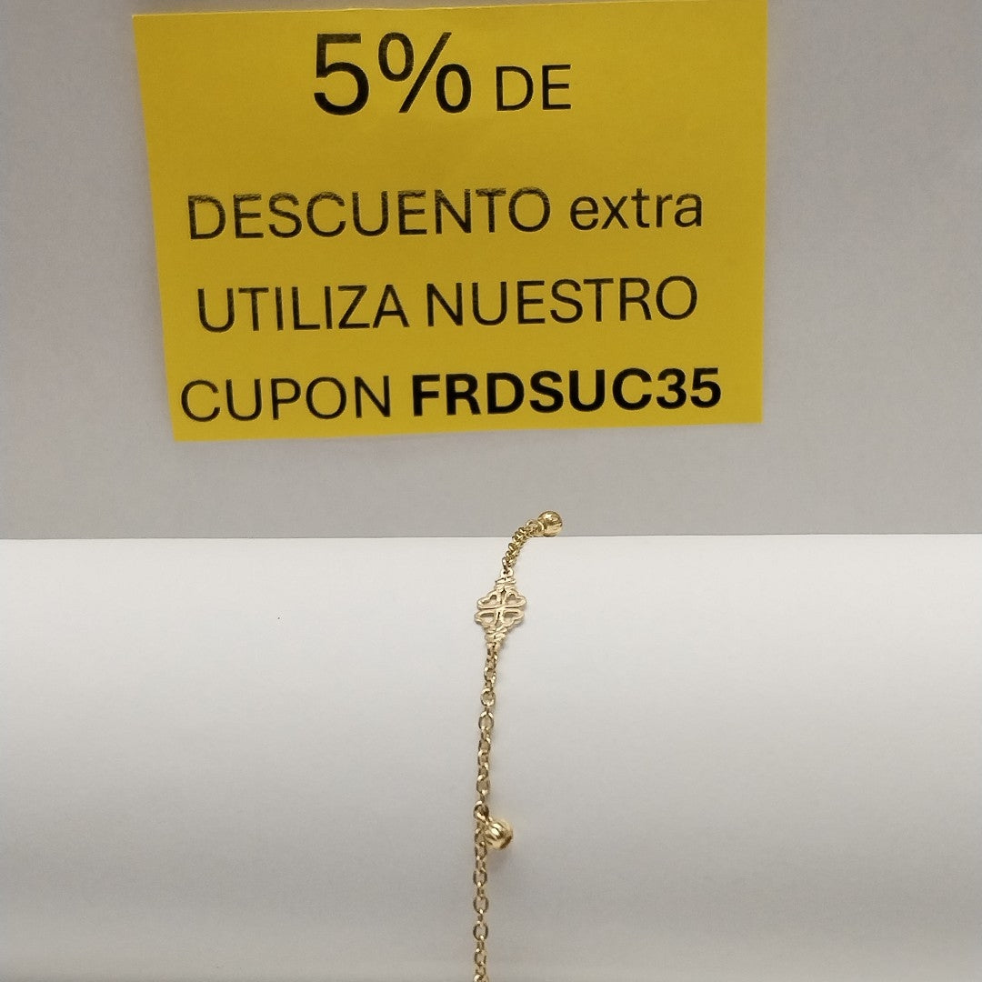 PULSERA ESPECIAL CON TREBOL 14K 18 CM 1.8 GR (NUEVO)