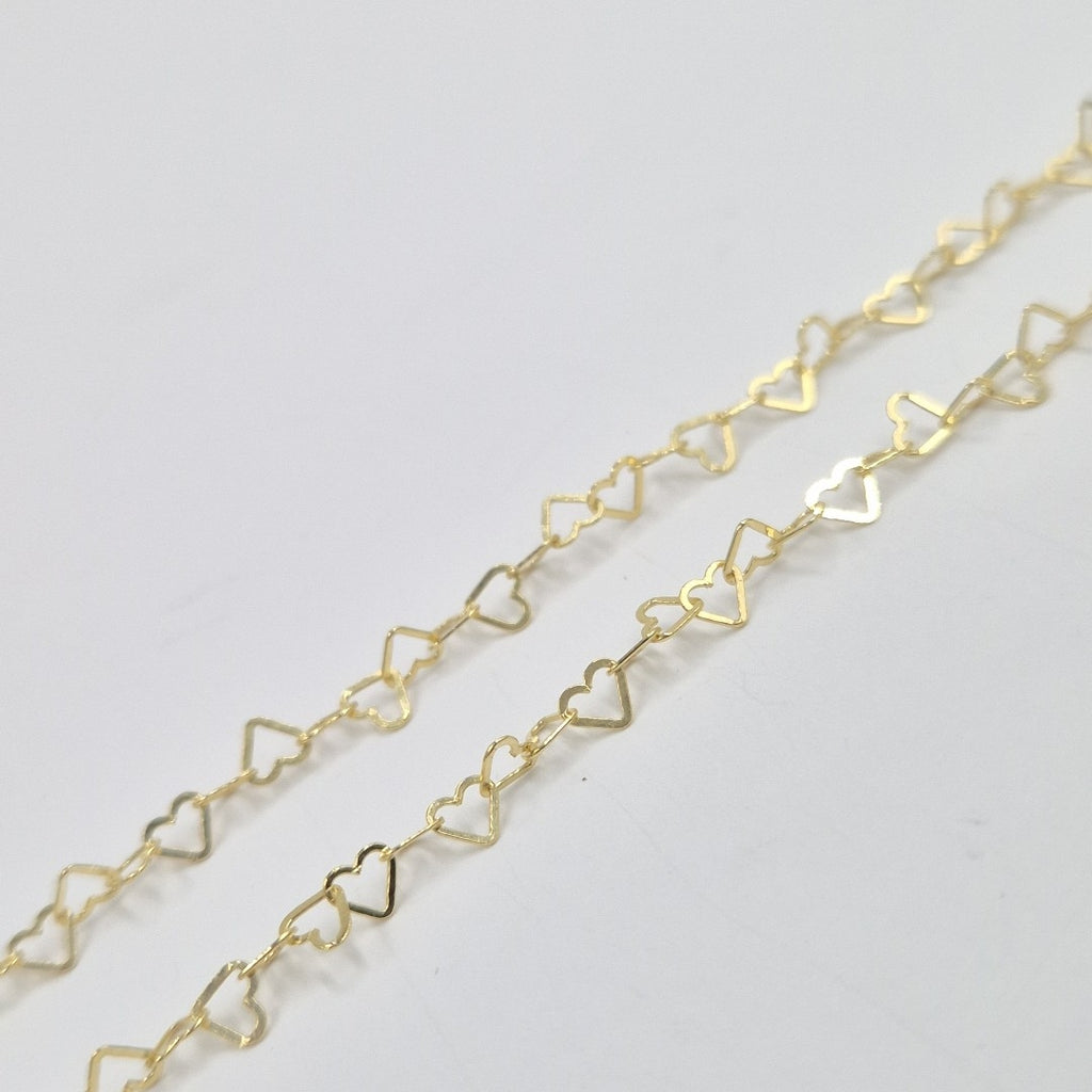 CADENAS TEJIDO CORAZONES ORO 10K 55 CM 2.7 GR (NUEVO)