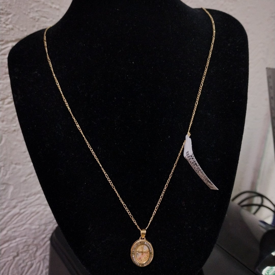 CADENA, MEDALLA RELIGIOSA ORO 10 K 2 GRMS (SEMINUEVO)