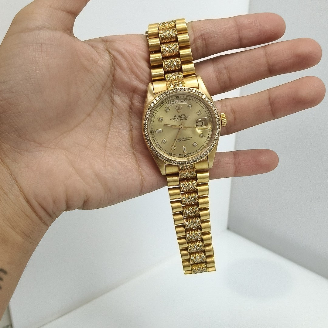 RELOJ CAJA ACERO PULSO ORO ORO 18 K 139.9 GRMS (SEMINUEVO)