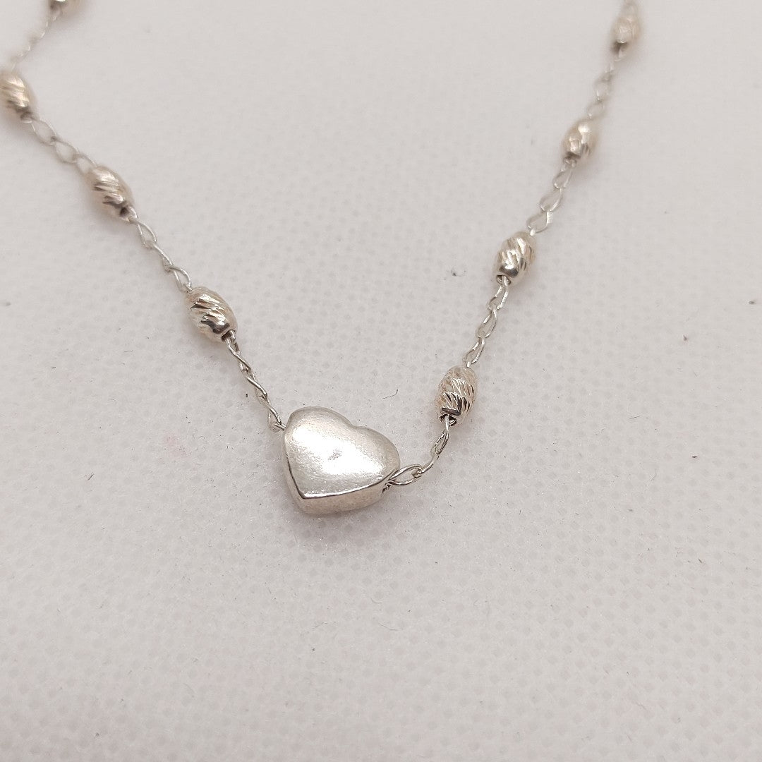 PULSERA TEJIDO CORAZON PLATA .925 18 CM 3.3 GR (NUEVO)