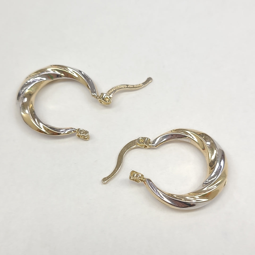 ARETES TEJIDO ARRACADA TRENZADA COMBINADA 14K 1.8 GR (NUEVO)