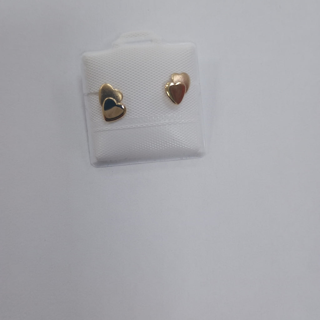 BROQUELES BROQUEL CORAZON DOBLE 14K 0.2171 GR (NUEVO)