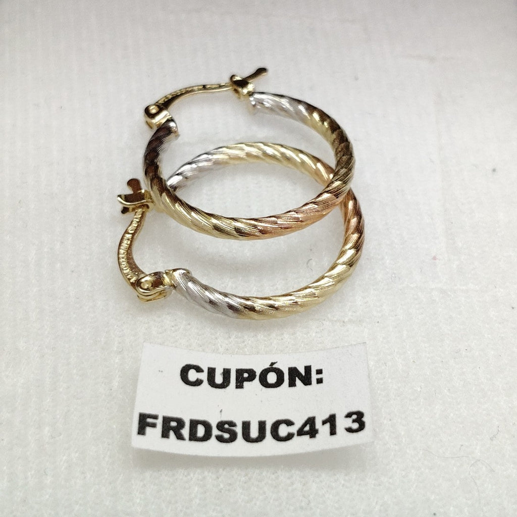 ARETES TEJIDO ARRACADAS TZL COMBINADAS 14K 1.8 GR (NUEVO)