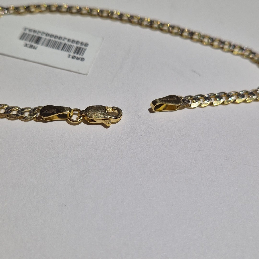 PULSERAS TEJIDO BARBADA DIAMANTADA ORO 14K 21 CM 5.1 GR (NUEVO)