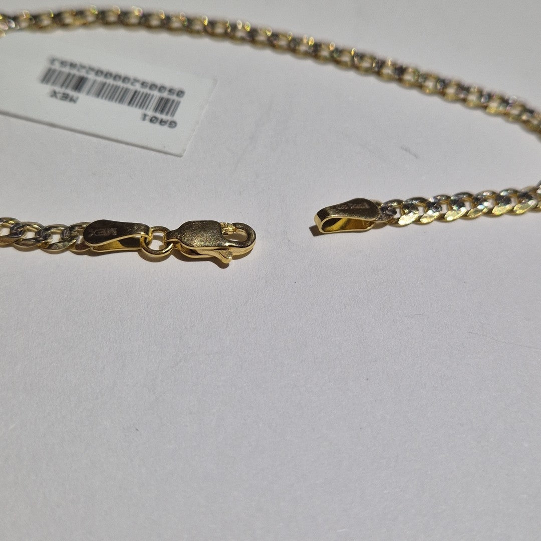 PULSERAS TEJIDO BARBADA DIAMANTADA ORO 14K 21 CM 5.1 GR (NUEVO)