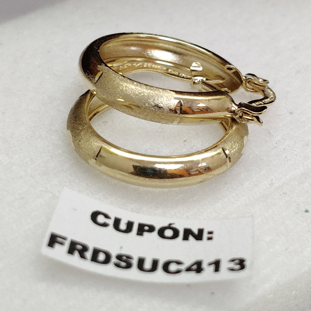 ARETES TEJIDO ARRACADA SATINADA 14K 2.5 GR (NUEVO)