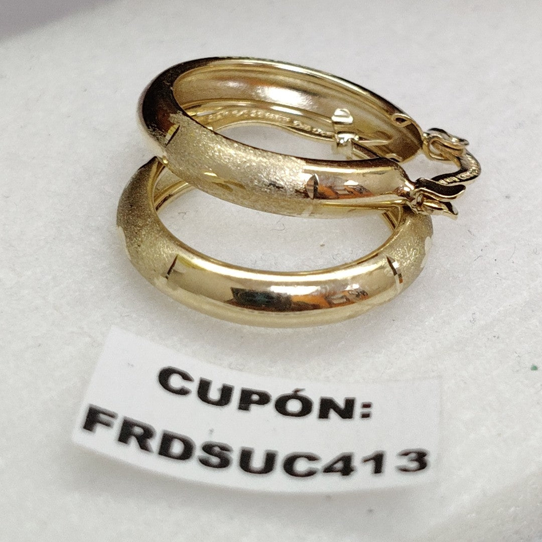 ARETES TEJIDO ARRACADA SATINADA 14K 2.5 GR (NUEVO)