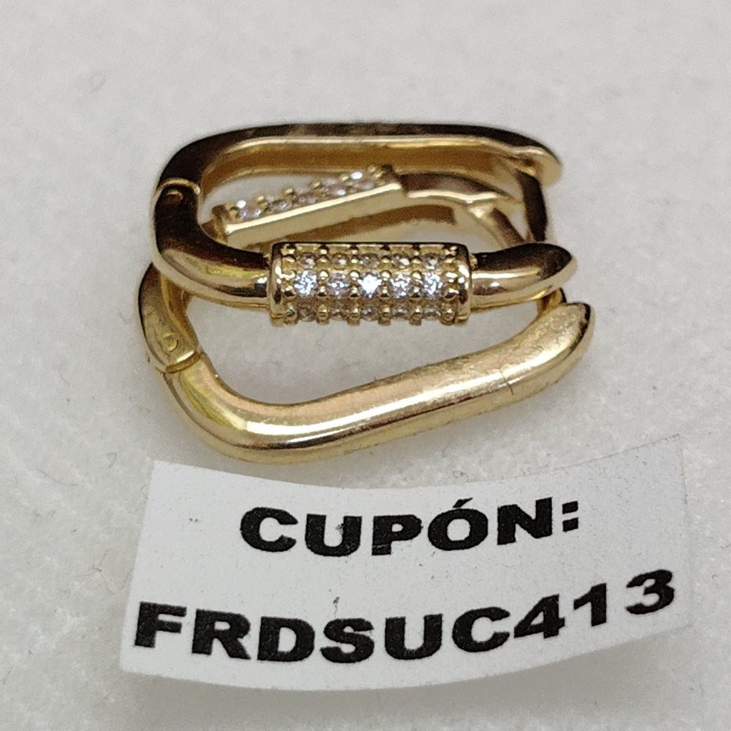 ARETES HUGGIES OVALADA C CIRCONIAS 14K 2.4 GR (NUEVO)