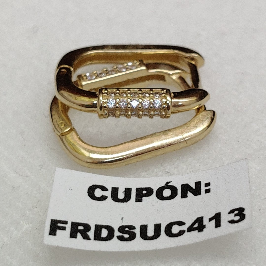 ARETES HUGGIES OVALADA C CIRCONIAS 14K 2.4 GR (NUEVO)
