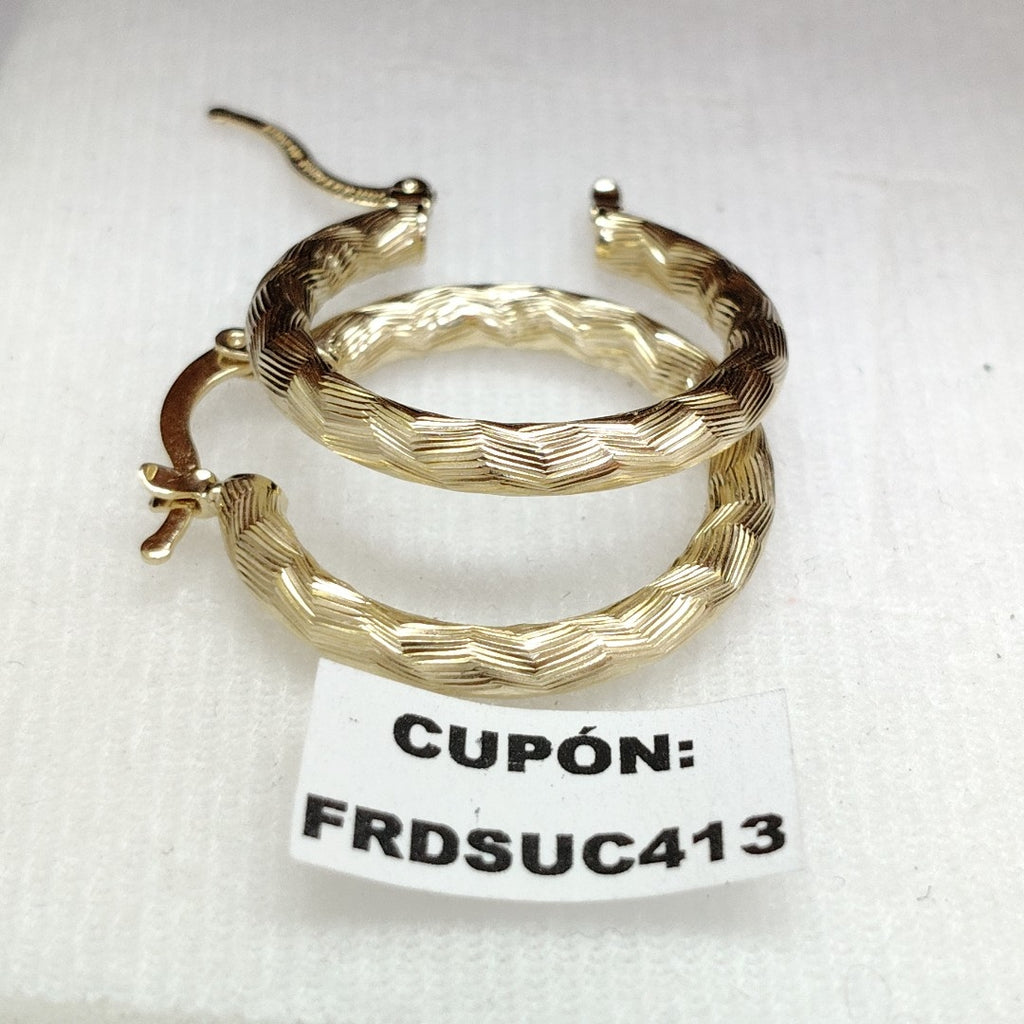 ARETES TEJIDO ARRACADA LABRADA 14K 2.7 GR (NUEVO)