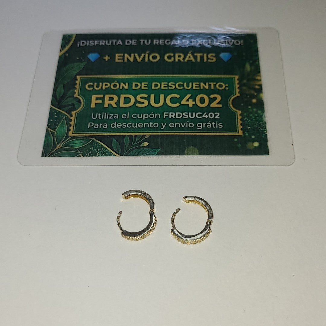 ARETES HUGGIES C CIRCONIAS 14K 1.8 GR (NUEVO)