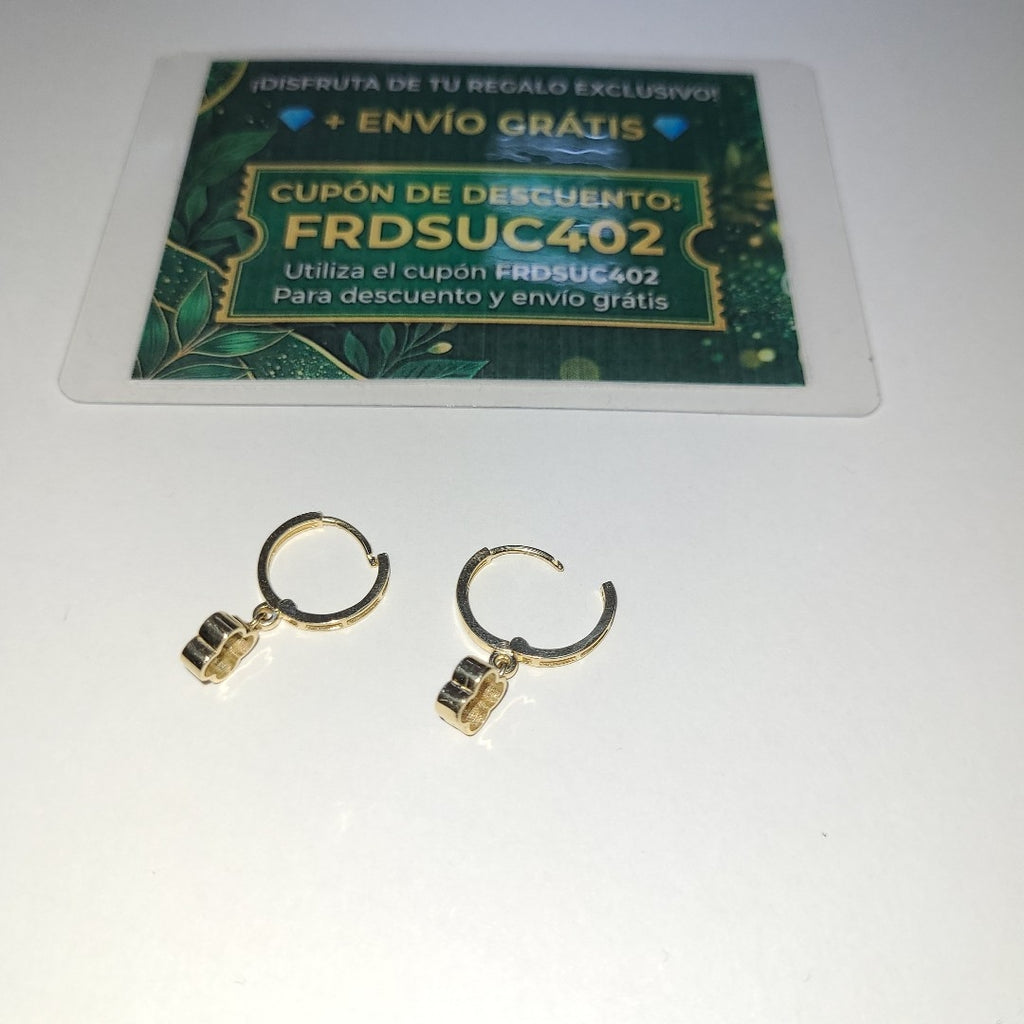 ARETES ARRACADAS CON DIJE 14K 2.4 GR (NUEVO)
