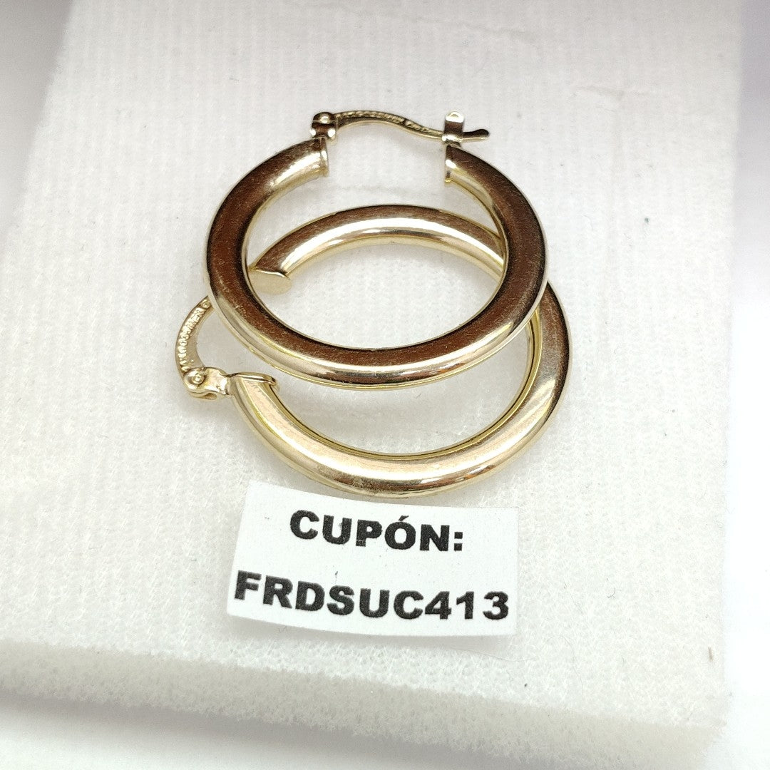 ARETES TEJIDO ARRACADA LISA 14K 2 GR (NUEVO)