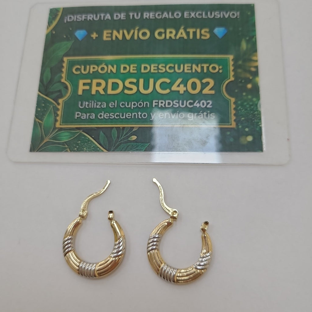 ARETES TEJIDO ARRACADAS COMBINADAS HUECAS 14K 1.9 GR (NUEVO)