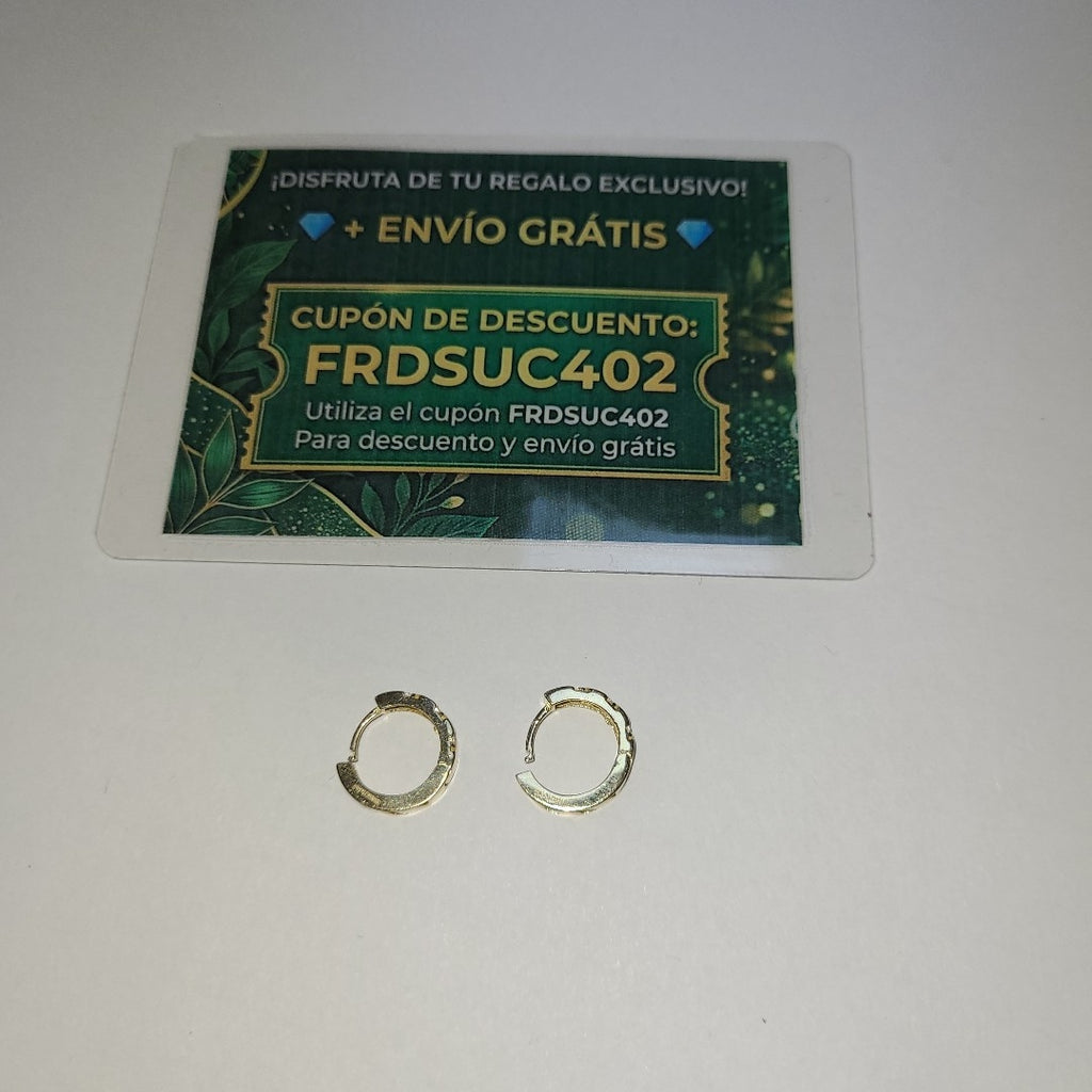 ARETES HUGGIES CON CIRCONIAS 14K 2.2 GR (NUEVO)