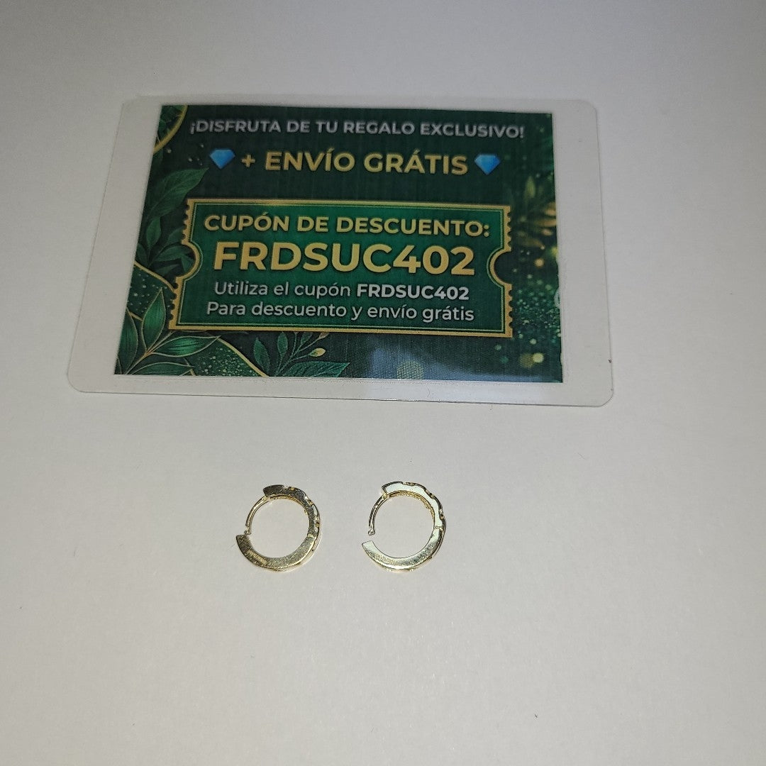 ARETES HUGGIES CON CIRCONIAS 14K 2.2 GR (NUEVO)