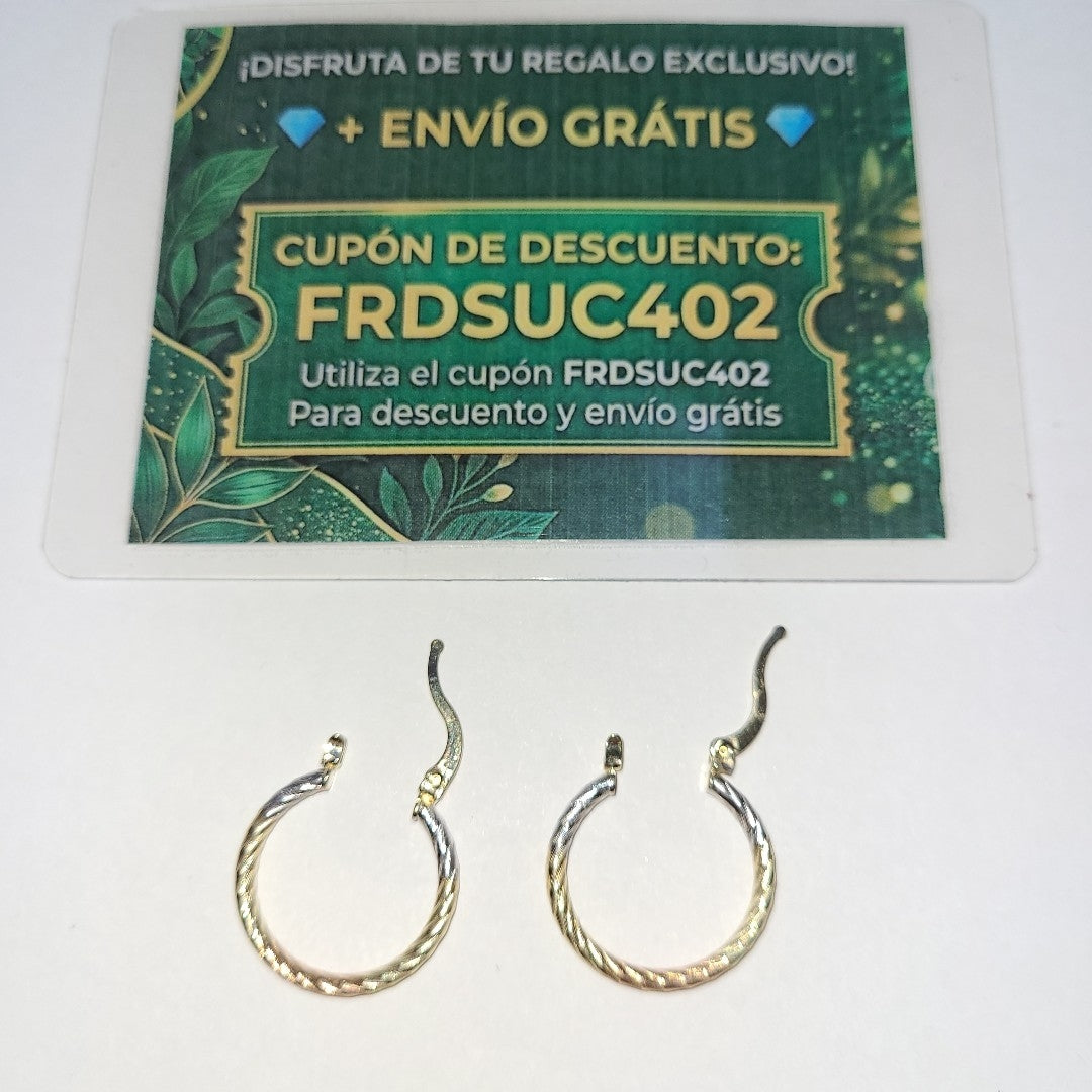 ARETES TEJIDO ARRACADAS TZL COMBINADAS 14K 1.8 GR (NUEVO)
