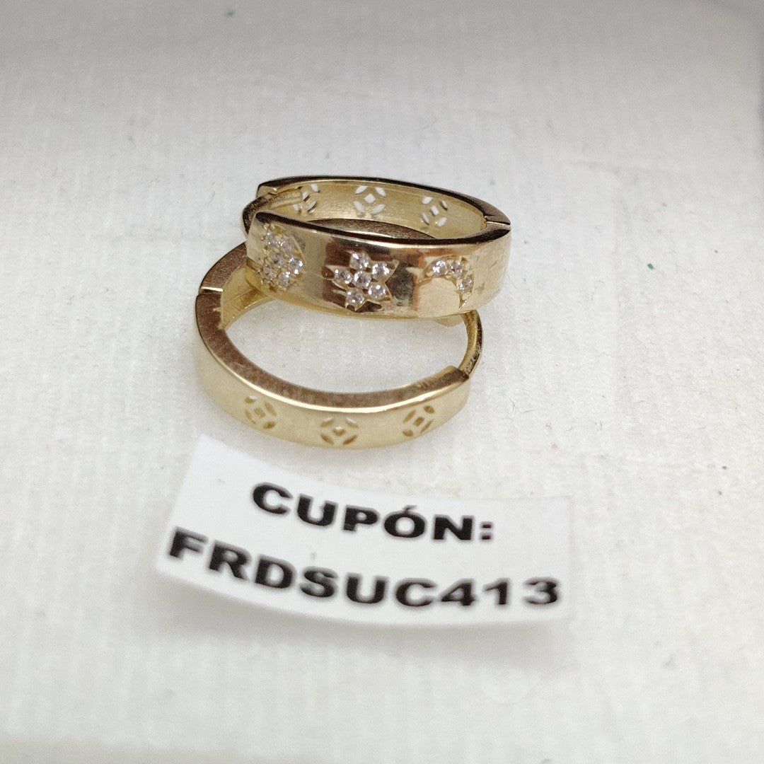 ARETES TEJIDO HUGGIES CON CIRCONIAS 14K 2.9 GR (NUEVO)