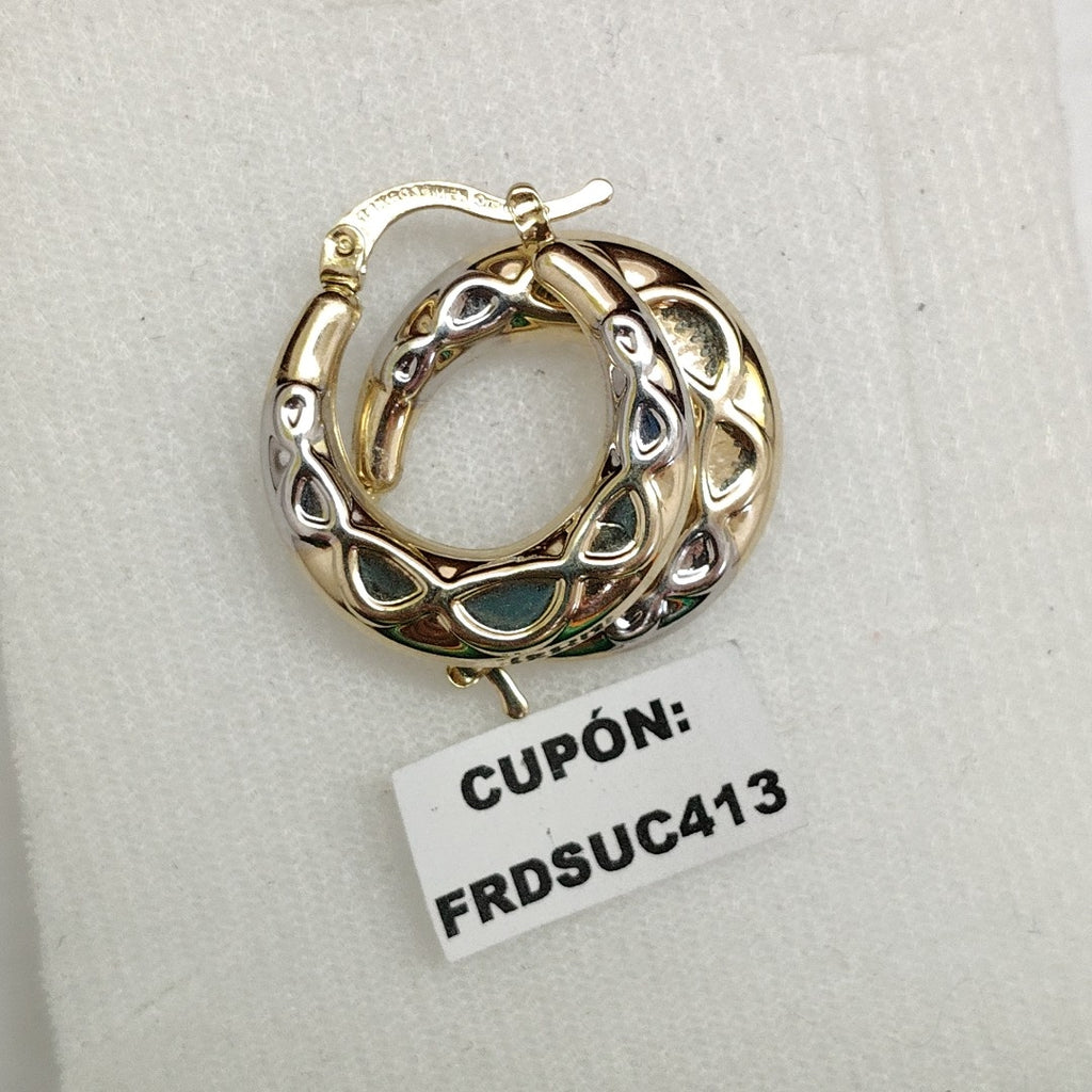 ARETES ARRACADAS COMBINADAS CON INFINITO 14K 2.3 GR (NUEVO)
