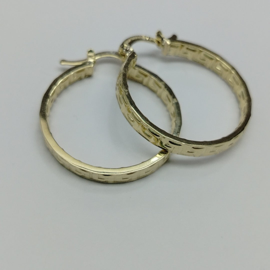 ARETES TEJIDO ARRACADA CON GRECAS 14K 2.6 GR (NUEVO)