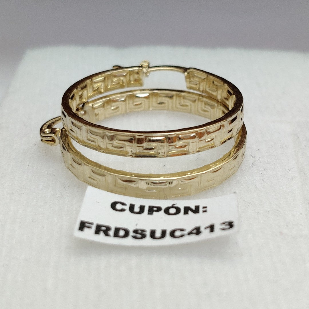 ARETES TEJIDO ARRACADA CON GRECAS 14K 2.7 GR (NUEVO)