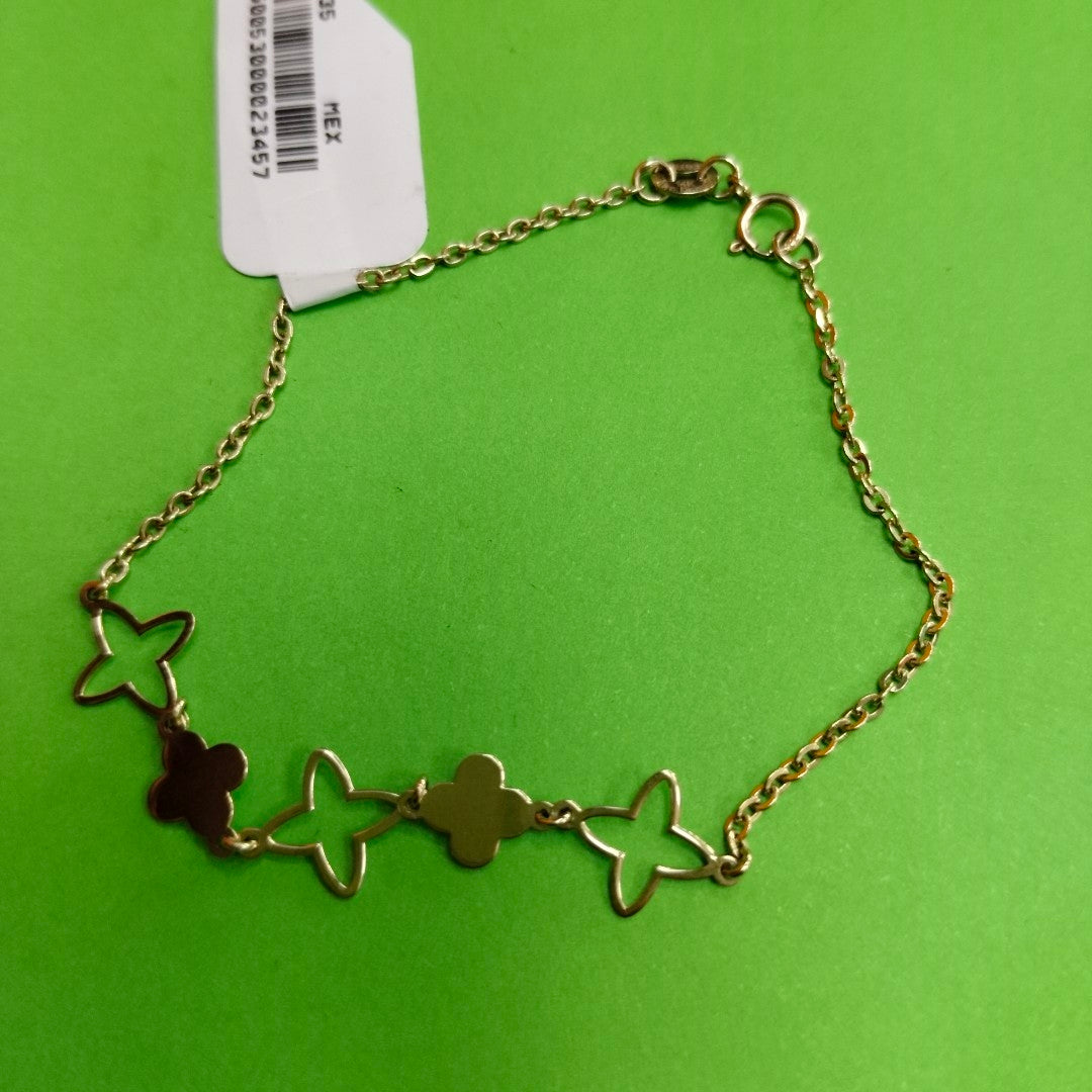 PULSERA TEJIDO ESP CON TREBOL 14K 18 CM 1.6 GR (NUEVO)