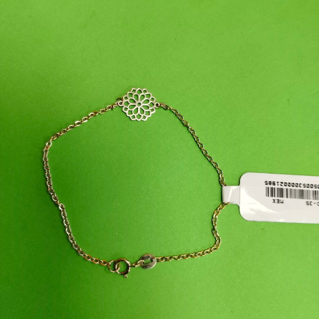 PULSERA TEJIDO ESPECIAL CON MANDALA 14K 18 CM 1.4 GR (NUEVO)