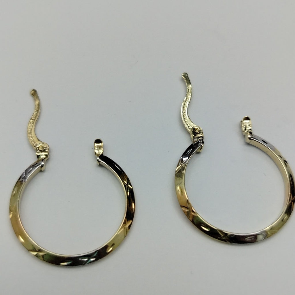 ARETES TEJIDO ARRACADAS BISELADAS COMBINADAS 14K 1.4 GR (NUEVO)