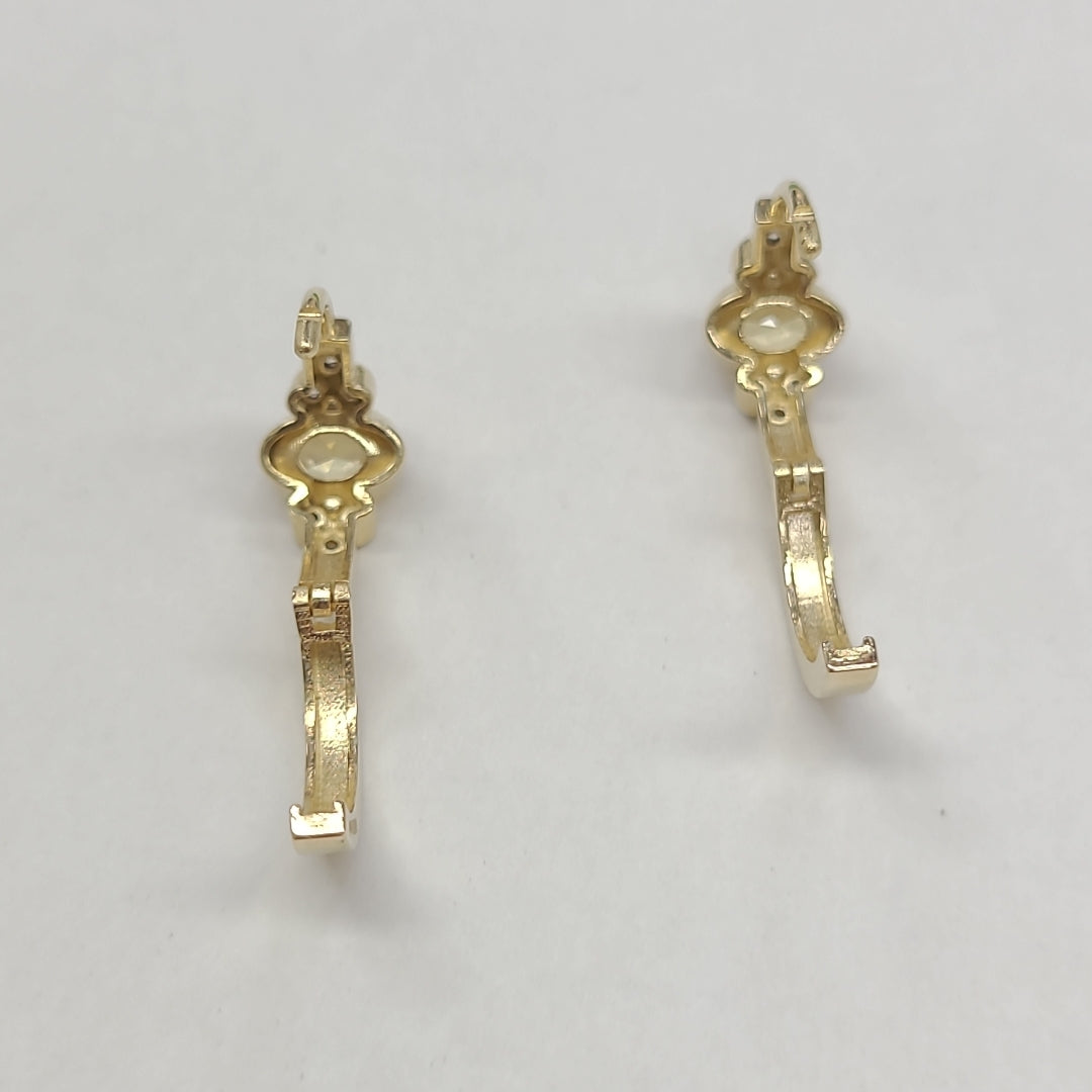 ARETES ARRACADAS CON CIRCONIAS Y PDRAS COL 14K 3.3 GR (NUEVO)
