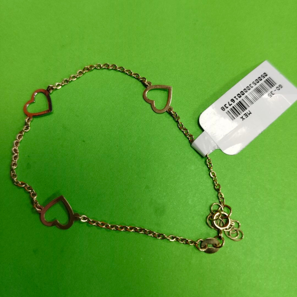 PULSERA ESPECIAL CON CORAZONES CONBINADOS 14K 18 CM 1.7 GR (NUEVO)