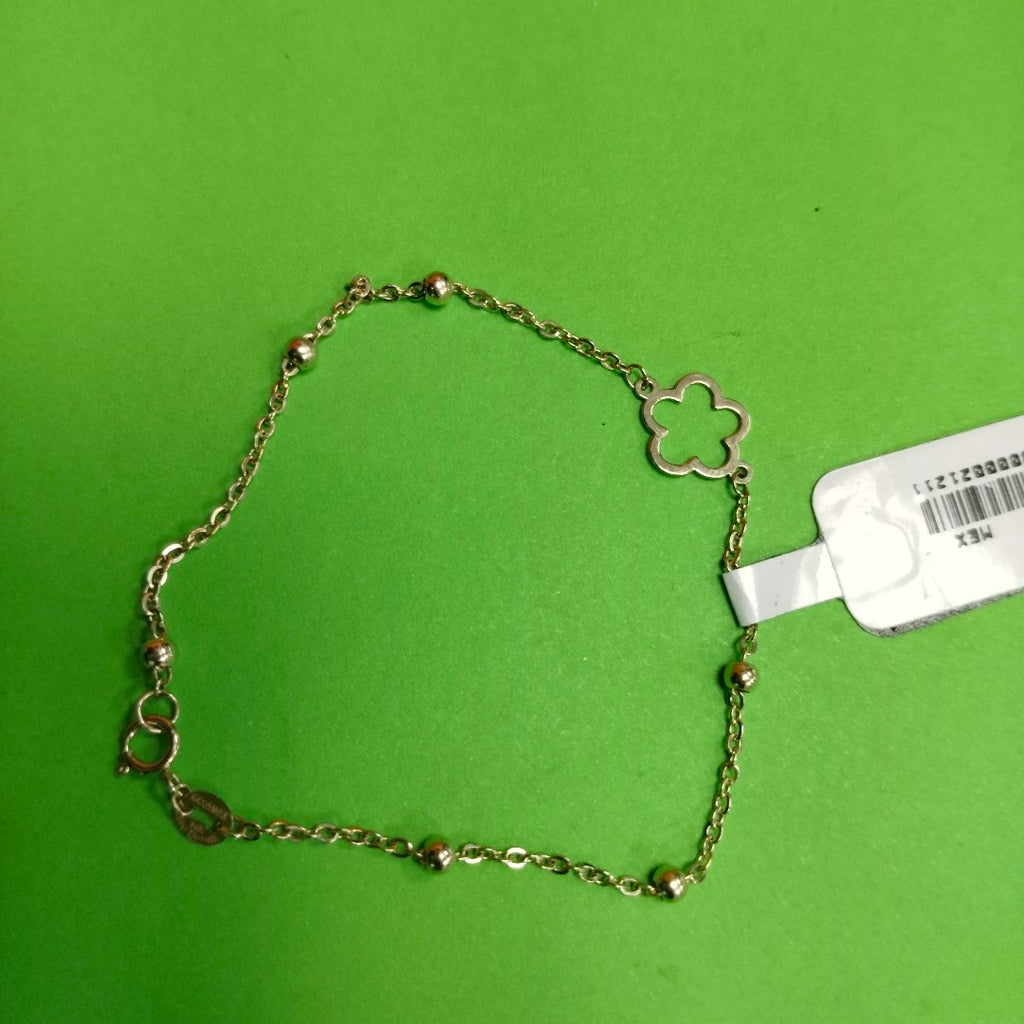 PULSERA TEJIDO ESPECIAL CON FLOR 14K 18 CM 1.6 GR (NUEVO)