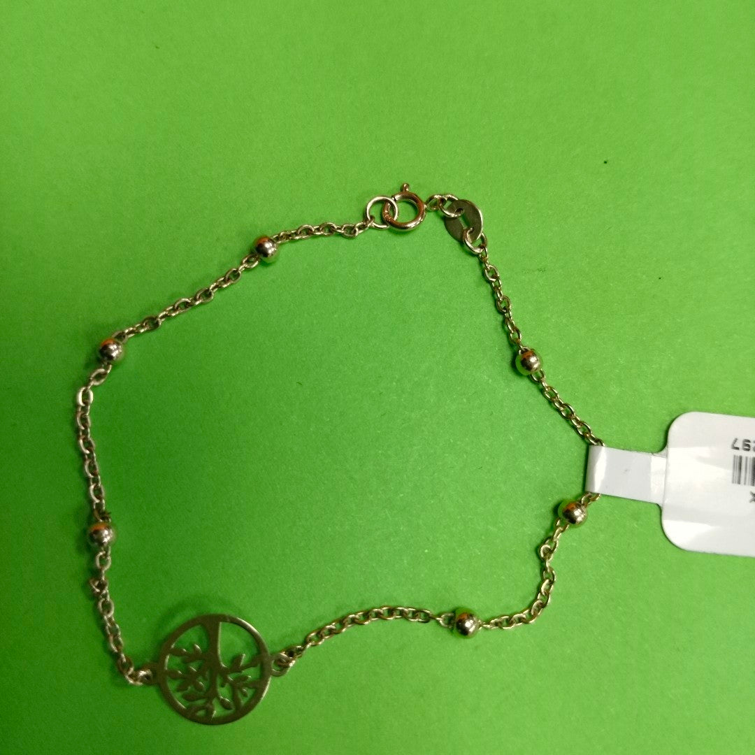 PULSERA TEJIDO ESPECIAL ARBOL 14K 18 CM 1.7 GR (NUEVO)