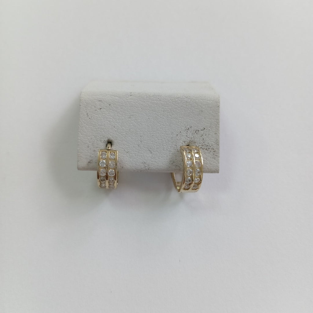 ARETES HUGGIES C CIRCONIAS 14K 1.7 GR (NUEVO)