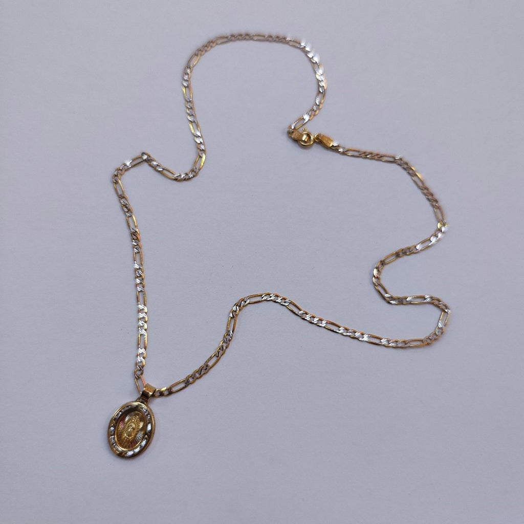 CADENA, MEDALLA RELIGIOSA ORO 10 K 4 GRMS (SEMINUEVO)