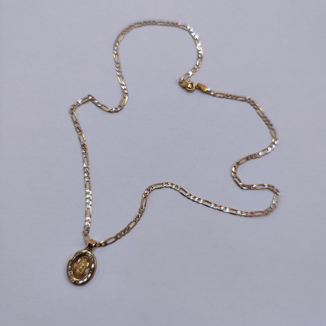 CADENA, MEDALLA RELIGIOSA ORO 10 K 4 GRMS (SEMINUEVO)