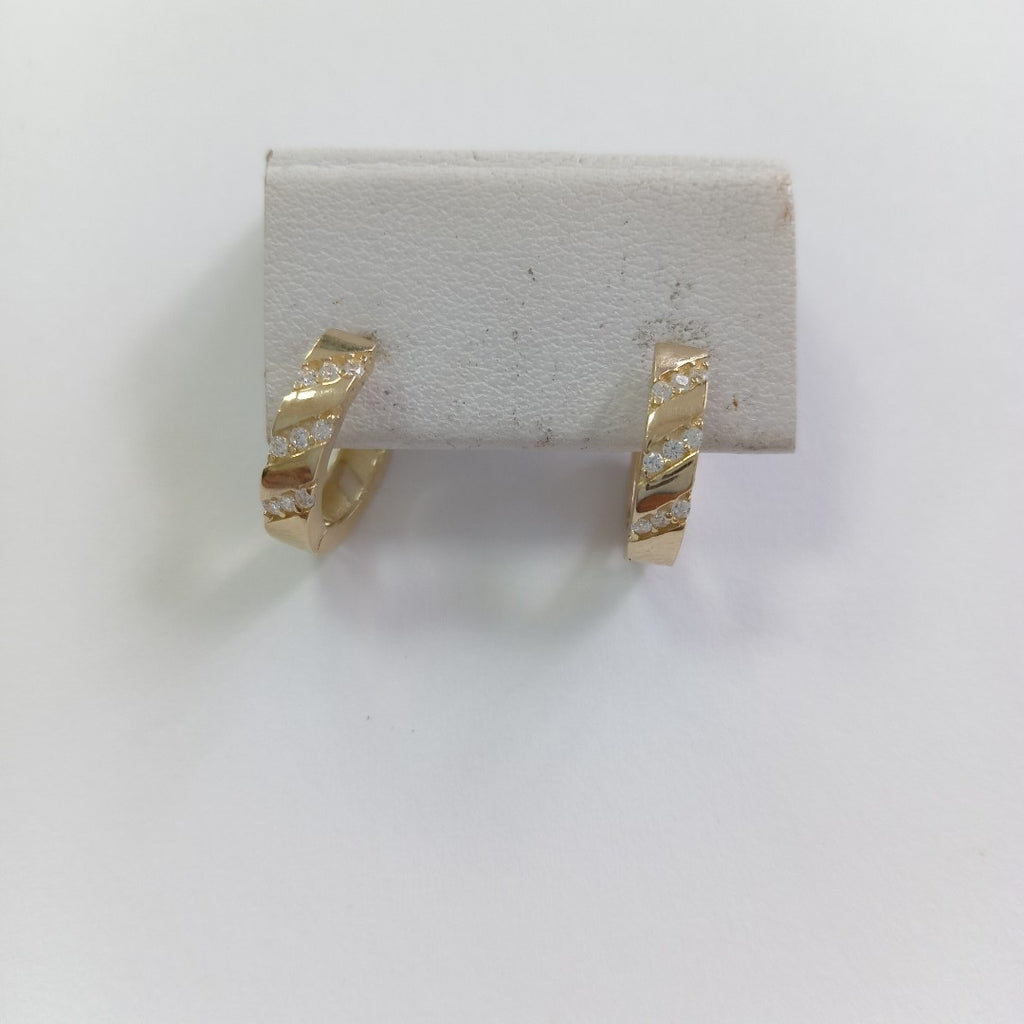 ARETES HUGGIES CON CIRCONIAS 14K 2.3 GR (NUEVO)