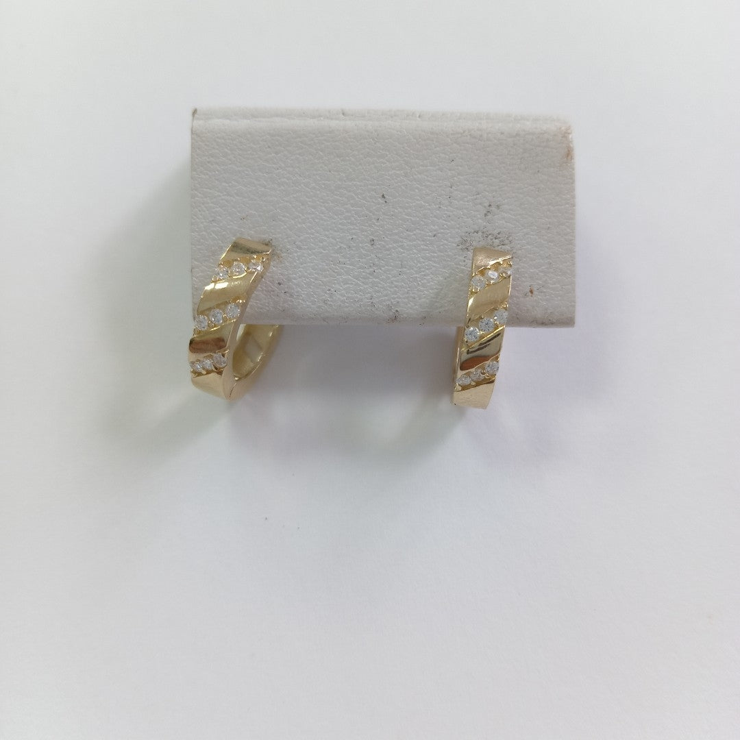 ARETES HUGGIES CON CIRCONIAS 14K 2.3 GR (NUEVO)