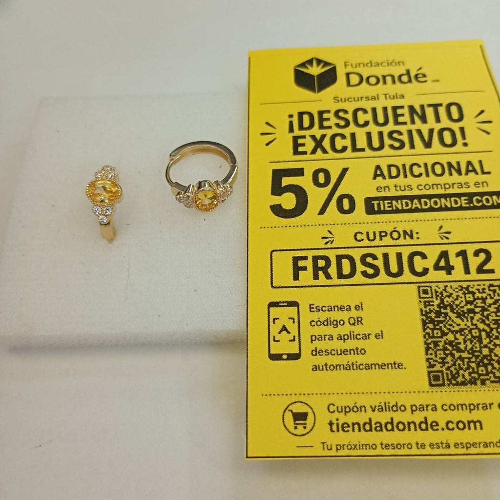ARETES ARRACADAS CON CIRCONIAS Y PDRAS COL 14K 3.1 GR (NUEVO)