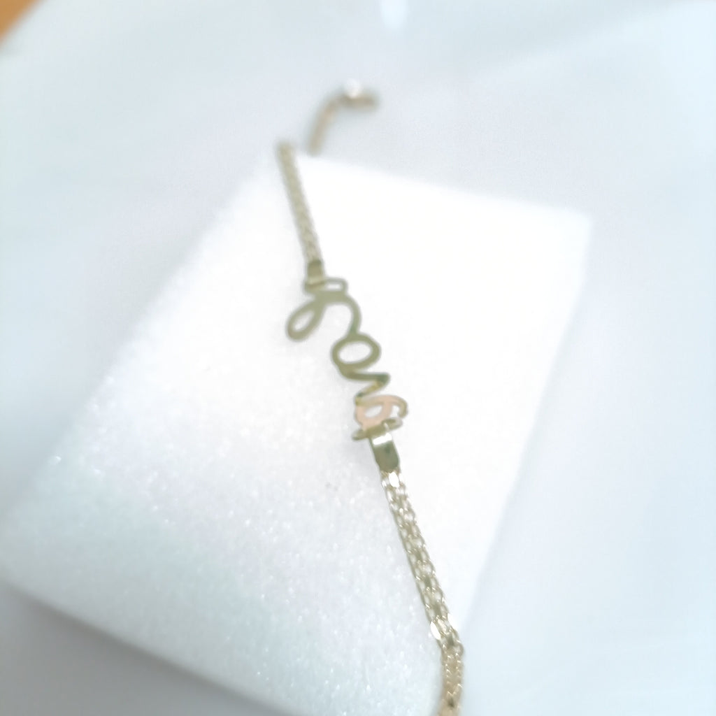 PULSERA ESCLAVA GRABADA LOVE 10K 18 CM 2.7 GR (NUEVO)