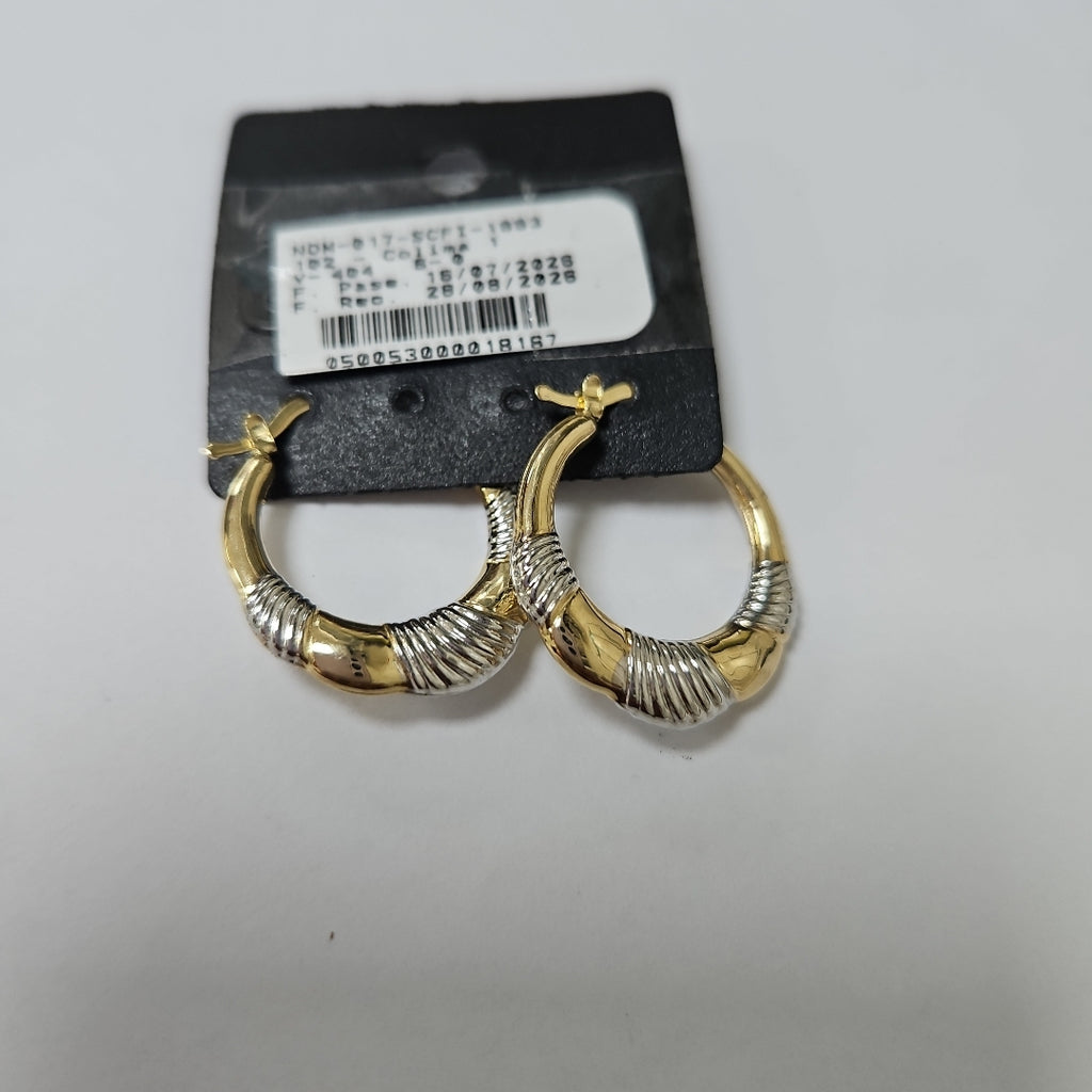 ARETES ARRACADAS HUECAS COMBINADAS 14K 2.5 GR (NUEVO)